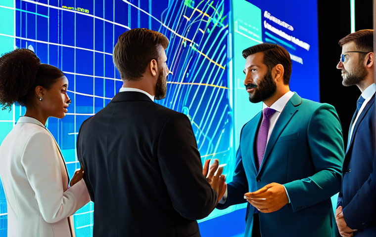 Metaverse Investor Conference**
"A diverse group of fully clothed business professionals in modest attire attending an investor conference in a vibrant metaverse environment. They are interacting with holographic projections of financial data and company executives. The scene is futuristic yet professional, with clean lines and bright colors. Appropriate content, safe for work, perfect anatomy, natural pose, well-formed hands, proper finger count, professional photography, high quality."
**