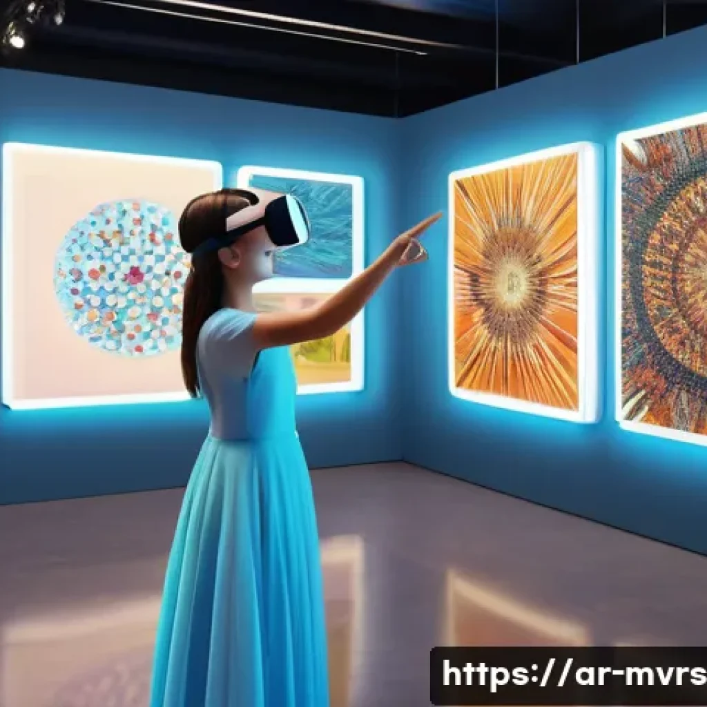 메타버스 비즈니스 모델의 사례 연구 - **Prompt:** A lively digital art gallery in the metaverse. Several avatars, dressed in stylish, mode...