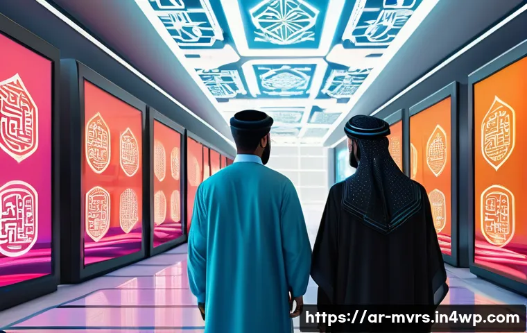 메타버스 비즈니스 모델의 실험적 접근 - A futuristic virtual marketplace inside the metaverse, showcasing Arabic-inspired digital architectu...