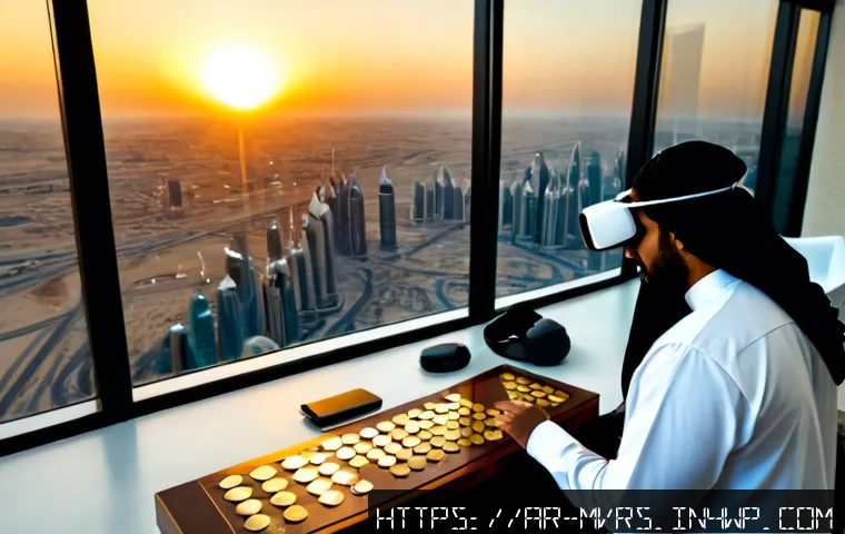 메타버스 플랫폼의 수익화 전략 - Photorealistic modern Gulf-region business meeting in a bright Dubai-style office, diverse Arab entr...